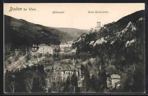 AK Baden, Ruine Rauhenstein m. Helenental