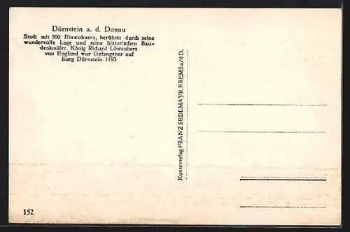 AK Dürnstein a. d. Donau, Ortsansicht mit Burg vom Wasser aus