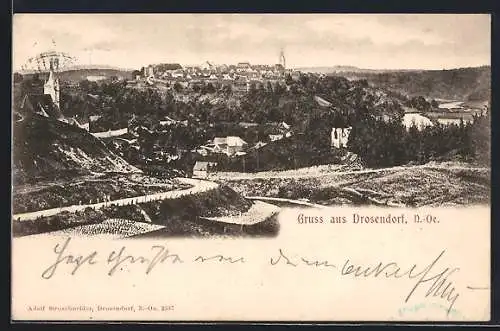 AK Drosendorf /N.-Oe., Panorama mit Kirche