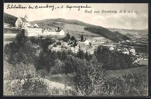 AK Bromberg /N.-Ö., Panorama mit Kirche