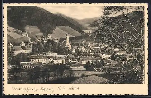 AK Aspang, Teilansicht mit Kirche