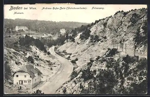 AK Baden, Museum, Andreas-Hofer-Zeile (Putschanerlucke), Felsenweg