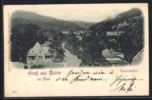 AK Baden bei Wien, Strassenpartie im Helenenthal