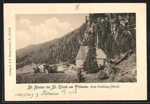 AK Waidring /Tirol, St. Adolari bei St. Ulrich, Ortspartie mit Kirche