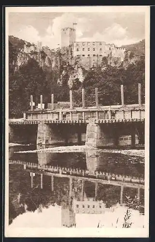 AK Baden, Burgruine Rauhenstein und Holzrechenbrücke