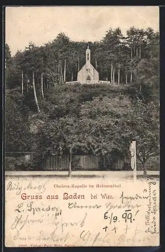 AK Baden bei Wien, Cholera-Kapelle im Helenenthal