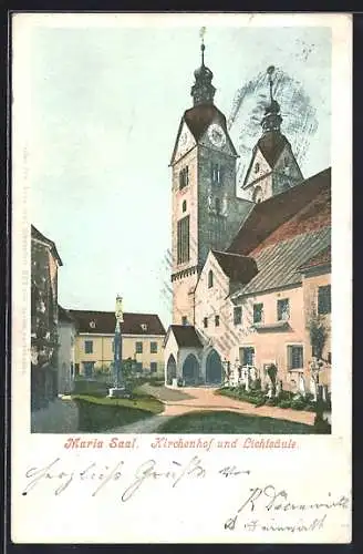 AK Maria Saal, Kirchenhof und Lichtsäule