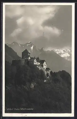 AK Vaduz, Schloss gegen das Gebirge