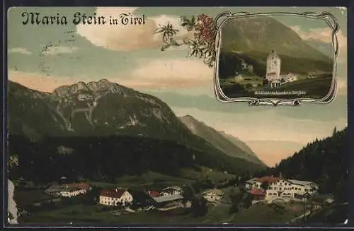 AK Maria Stein in Tirol, Wallfahrtskirche und Schloss, Ortsansicht