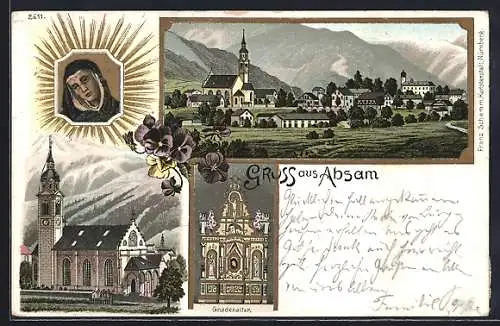 Lithographie Absam, Gnadenaltar, Kirche