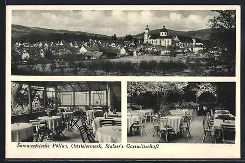 AK Pöllau, Stalzer`s Gasthaus, Garten, Veranda