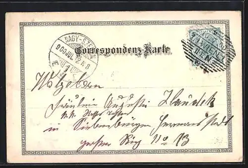 Lithographie Mayerling, Karmelitinnenkloster, Heiliger Mönch