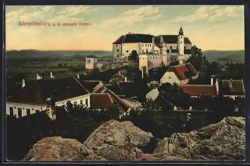 AK Albrechtsberg a. d. grossen Krems, Ortsansicht mit der Burg