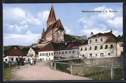 AK Weissenkirchen i. d. Wachau, Blick zur Kirche