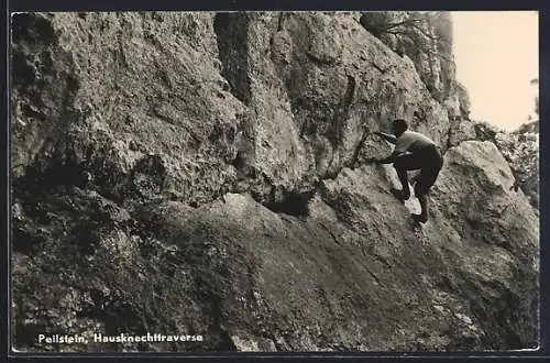 AK Peilstein, Hausknechttraverse mit Bergsteiger