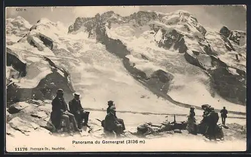 AK Bergsteiger bei der Rast am Gornergrat