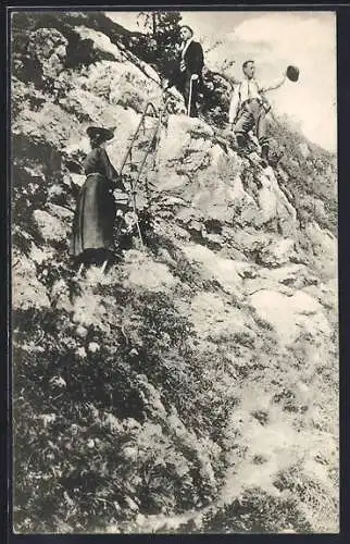 AK Hohe Wand, Springelsteig, Bergsteiger mit Leiter