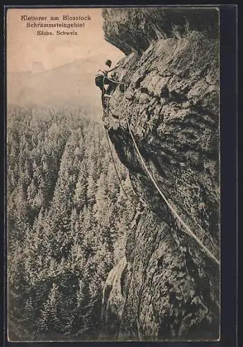 AK Bergsteiger am Blosstock im Schrammsteingebiet in der Sächs. Schweiz