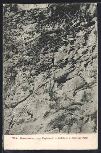 AK Rax, Alpenvereinssteig: Bergsteiger an der Ceplwand, Eröffnet 1910