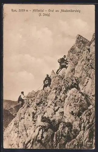 AK Rax /Höllental, Grat am Akademikersteig mit Bergsteigern