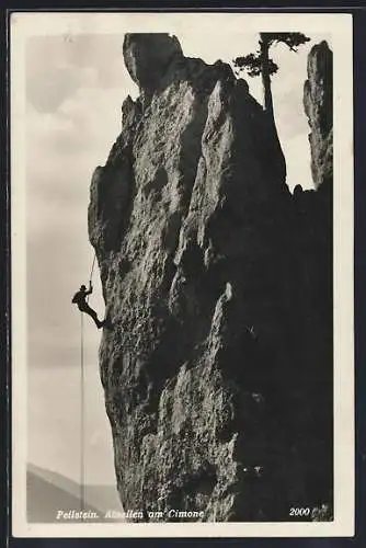 AK Peilstein, Bergsteiger beim Abseilen am Cimone