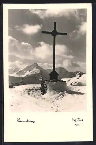 AK Gipfelkreuz auf dem Planer im Schnee