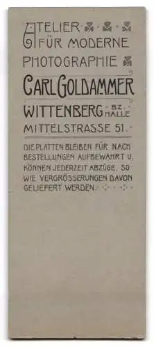 Fotografie Carl Goldammer, Wittenberg, Mittelstrasse 51, Eleganter junger Mann im Anzug