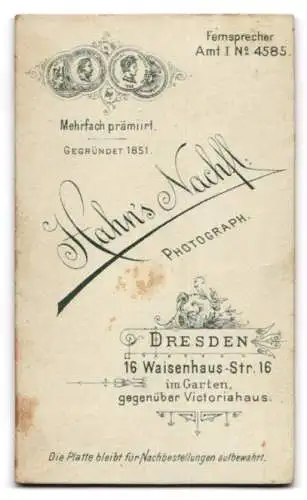 Fotografie Hahn`s Nachf., Dresden, Waisenhaus-Str. 16, Porträt einer Frau