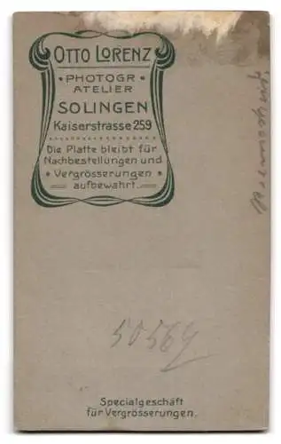 Fotografie Otto Lorenz, Solingen, Kaiserstrasse 259, Porträt eines Herrn mit Schnurrbart