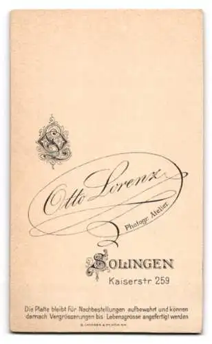 Fotografie Otto Lorenz, Solingen, Kaiserstr. 259, Porträt einer jungen Frau