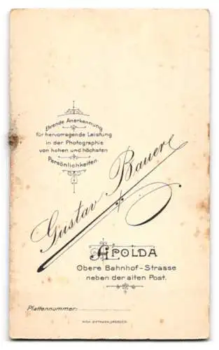 Fotografie Gustav Bauer, Apolda, Obere Bahnhof-Strasse, Porträt eines jungen Mannes