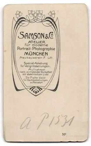 Fotografie Samson & Co, München, Neuhauserstr. 7, Portrait eines jungen Mannes
