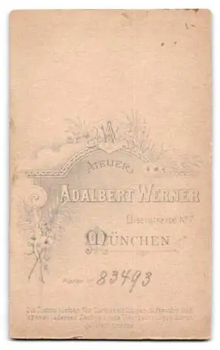 Fotografie Adalbert Werner, München, Elisenstrasse 7, Porträt eines jungen Mannes