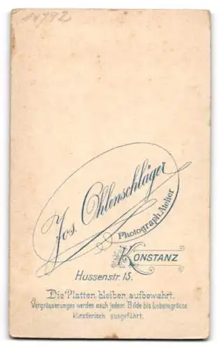 Fotografie Jos. Ohlenschläger, Konstanz, Hussenstr. 15, Porträt eines jungen Mannes