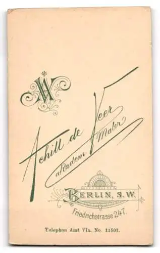 Fotografie Achill de Veer, Berlin, Friedrichstrasse 247, Porträt eines eleganten Herren