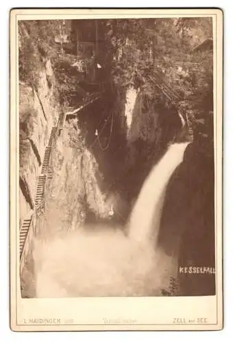 Fotografie L. Haidinger, Zell am See, Ansicht Kaprun, der Kesselfall / Wasserfall mit Aufstieg