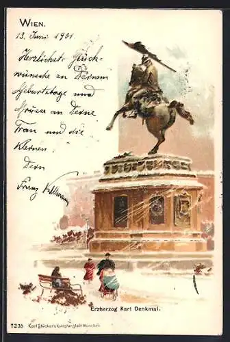 Lithographie Wien, Das Erzherzog Karl Denkmal