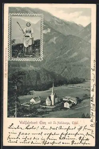 AK Eben am Achensee, Blick auf die Pfarrkirche St. Notburga, Heilige Notburga