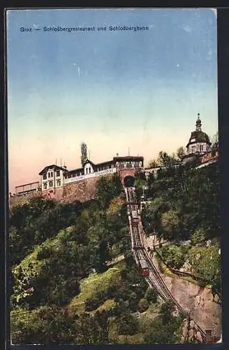 AK Graz, Schlossbergrestaurant und Schlossbergbahn