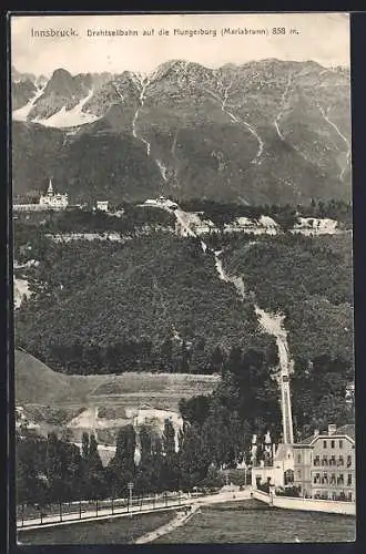 AK Innsbruck, Drahtseilbahn auf die Hungerburg / Mariabrunn