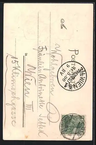 Passepartout-Lithographie Köln, Dom mit Stadtwappen