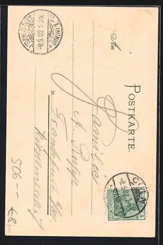 Passepartout-Lithographie Köln, Dom mit Stadtwappen