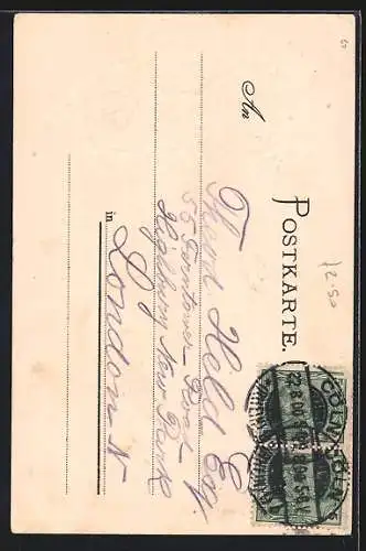 Passepartout-Lithographie Köln, Kölner Dom, Wappen, Lorbeerzweig