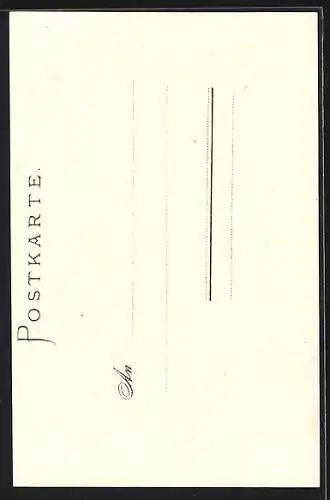 Passepartout-Lithographie Niederwald, das National-Denkmal, Wappen