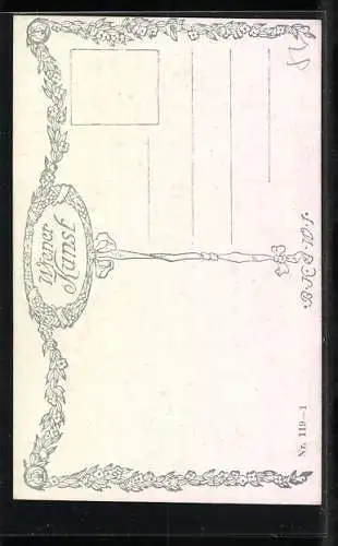 Künstler-AK Brüder Kohn (B.K.W.I) Nr. 119-1: Porträt einer lächelnden jungen Frau mit rotem Kleid