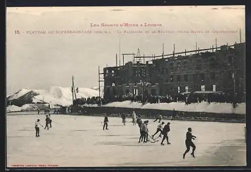 AK Luchon, Plateau de Superbagnères, Le Patinoire et le Nouveau Hotel en Construction, Eishockey-Mannschaftsspiel