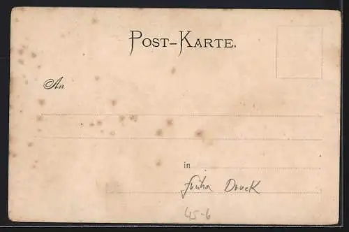 Lithographie Kegeln, Wirt läuft versehentlich in die Kegel, Bild §17 mit Pudel