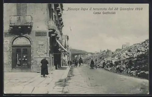 AK Messina, Terremoto 1908, Corso Garibaldi, Erdbeben