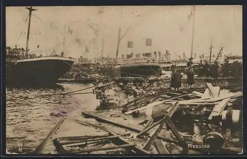 AK Messina, Erdbebenzerstörungen im Hafen