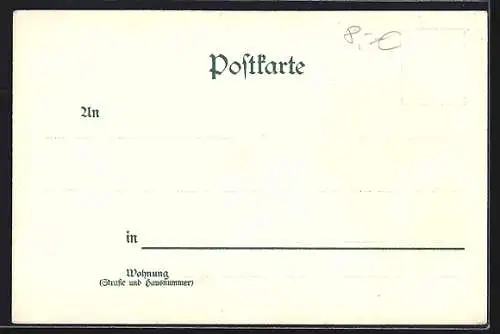 Lithographie Wartburg, Eingang, Landgrafen-Haus und Drachenschlucht